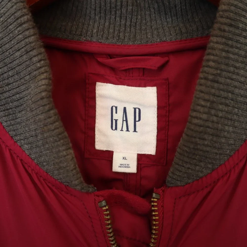 Throwback GAP Utility Puffer Zip Up Jacket Maroon Red